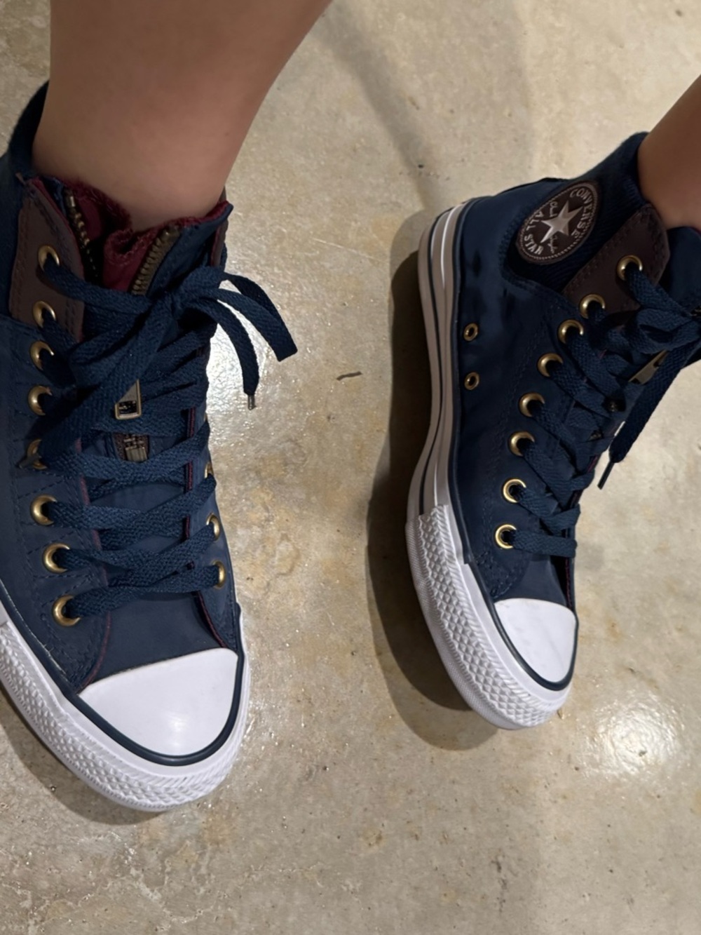 Converse High Top Navy Sneakers w/ Zipper Tongue